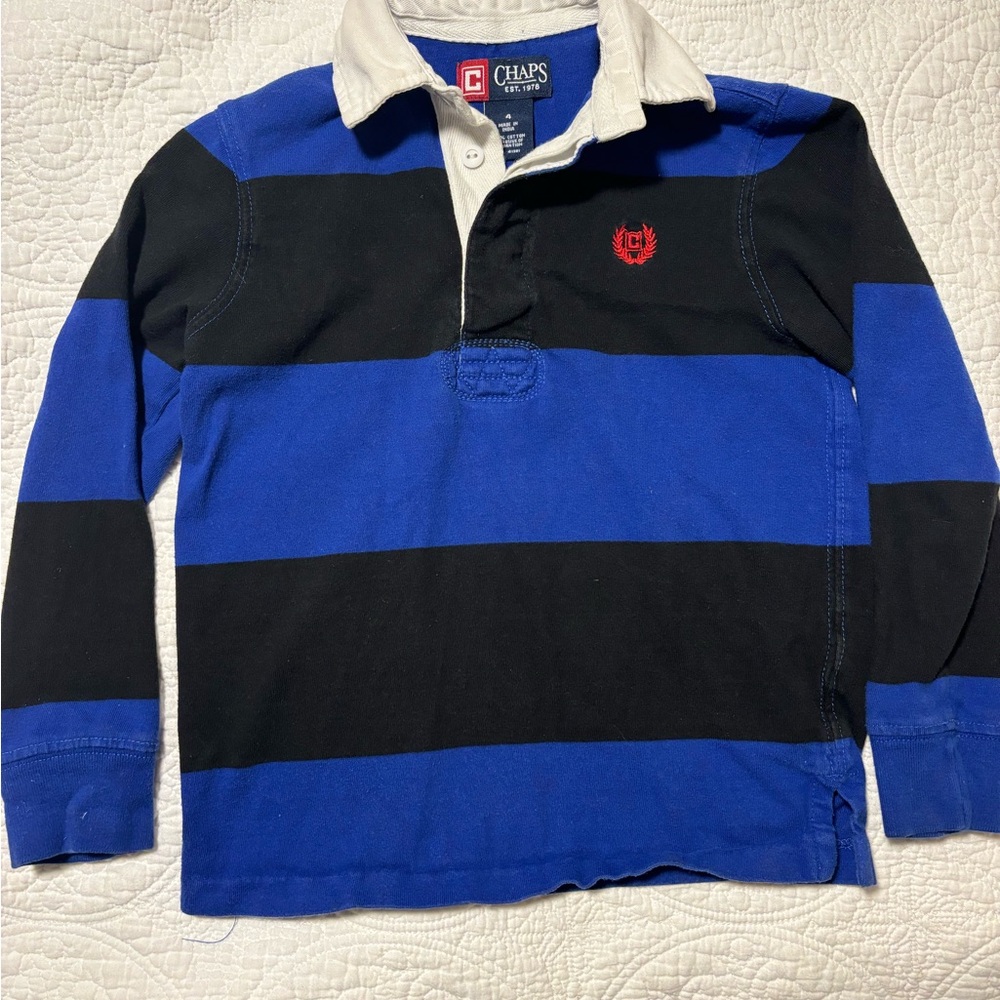 Chaps Kids Rugby Shirt - GUC- Blue and Black